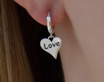 Sterlingzilveren liefdeshartoorbellen - unieke sieraden