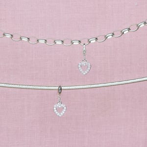 Sterling Silver Pink Crystal Heart Charm