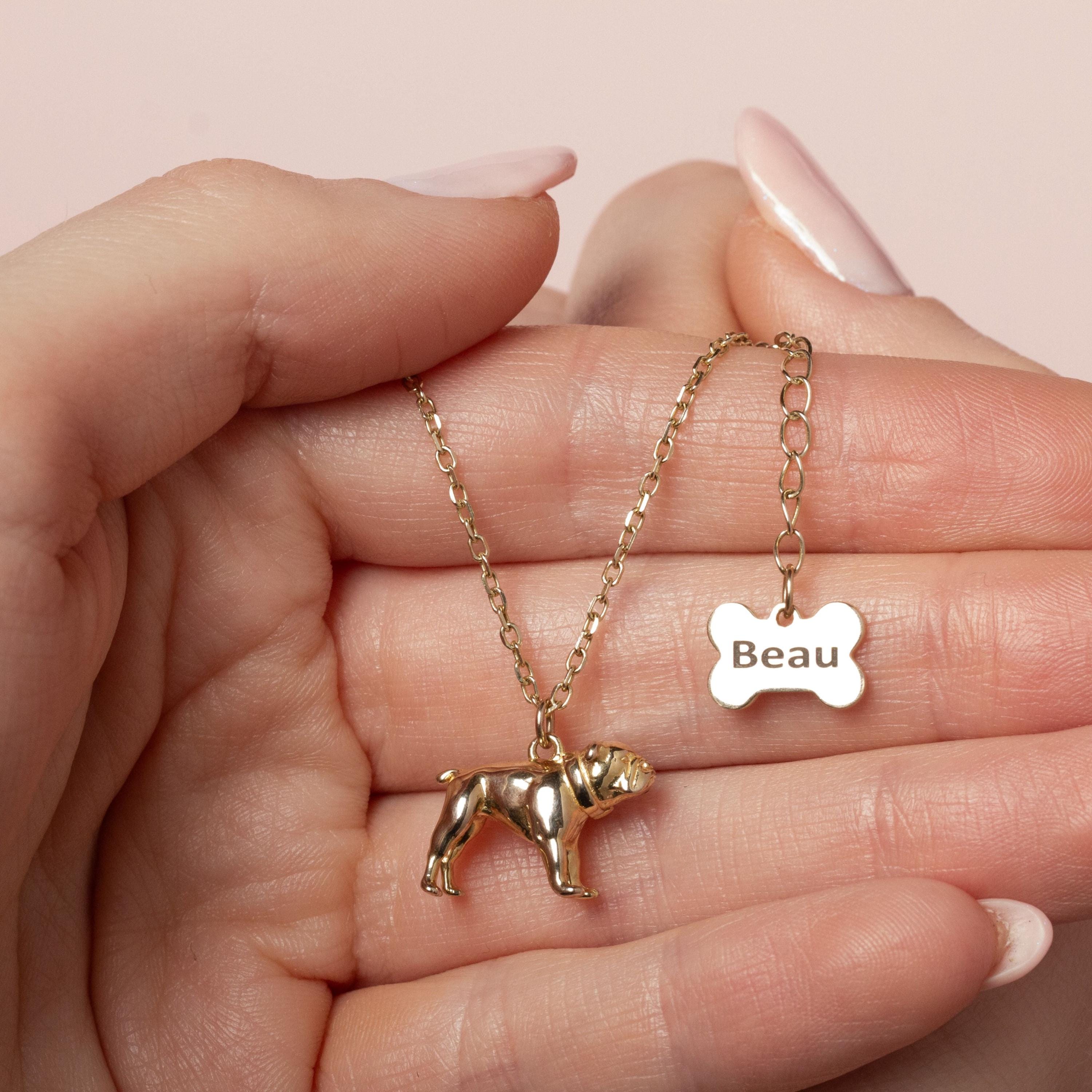 Personalised Gold Plated Sterling Silver English Bulldog Necklace