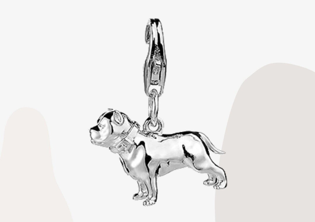 Pit Bull Dog Charm – 925 Sterling Silver – Small Pitbull Pendant – FashionJunkie4Life V474