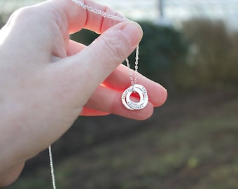 Personalised Three Ring Silver Necklace