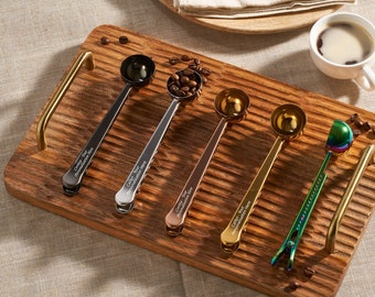 Personalised Coffee Scoop and Bag Clip - Gift for Coffee Lovers - Stainless Steel
