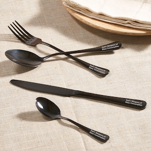 Personalised 4-Piece Cutlery Set in Gift Box - Father&#39;s Day - Custom Engraved Stainless Steel Gift