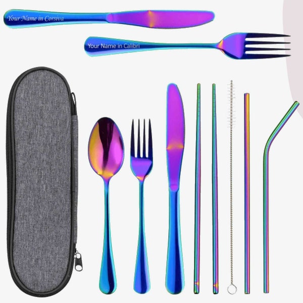 Personalised Rainbow Travel Cutlery Set