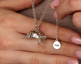 Extra Large Tortoise Necklace - Personalised Sterling Silver Tortoise Necklace - Personalised Pet Jewellery