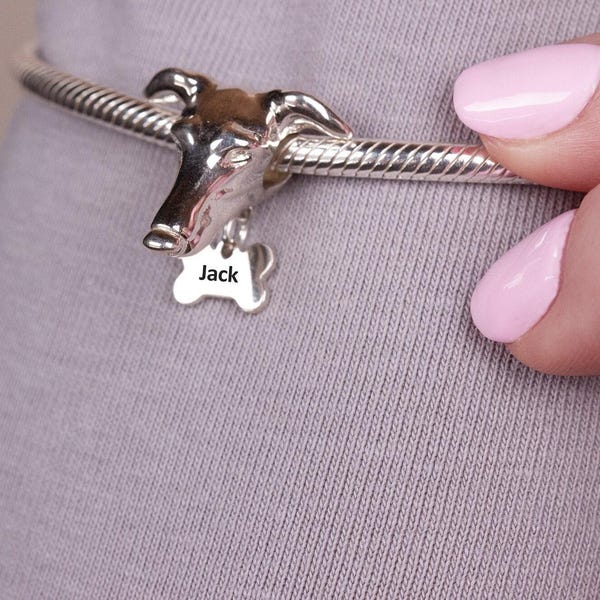 Personalised Sterling Silver Greyhound Charm – Dog Lover Jewellery