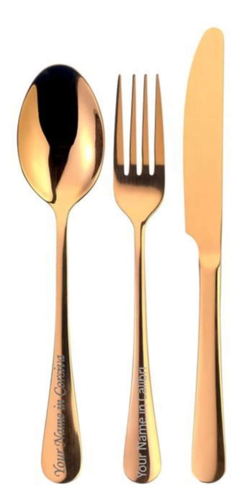 Personalised Stainless Steel Rose Gold Cutlery Set