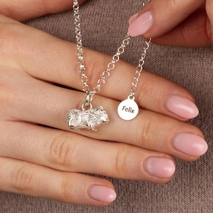 Extra grote cavia-ketting - Gepersonaliseerde sterlingzilveren cavia-ketting - Gepersonaliseerde huisdiersieraden