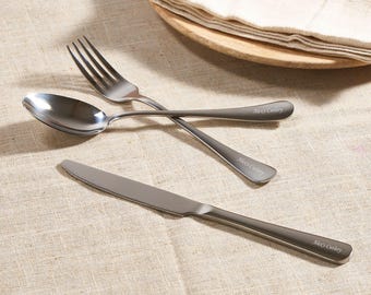 Personalised Stainless Steel Cutlery Set - Engraved 3-Piece Flatware Gift