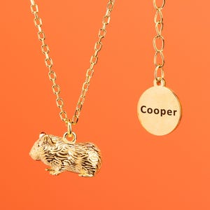 Gepersonaliseerde cavia-ketting - op maat gegraveerde vergulde sterlingzilveren sieraden voor dierenliefhebbers