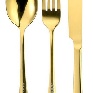 Personalised Stainless Steel Gold Cutlery Set