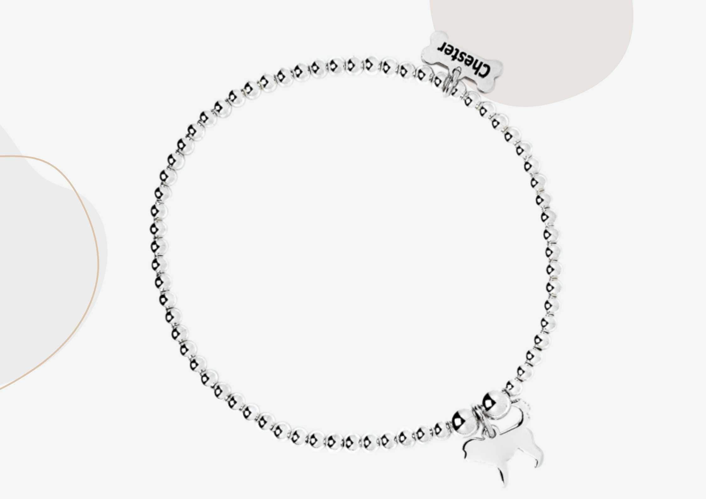 パーソナライズされたコッカープーシルエットブレスレット - スターリングシルバーの伸縮性のあるボールビーズブレスレット - 犬好きのためのジュエリー  - Etsy 日本, image size:2245x1587