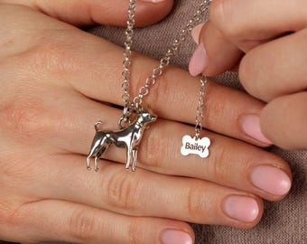 Extra Large Chihuahua Necklace - Personalised Sterling Silver Chihuahua Necklace - Personalised Dog Jewellery