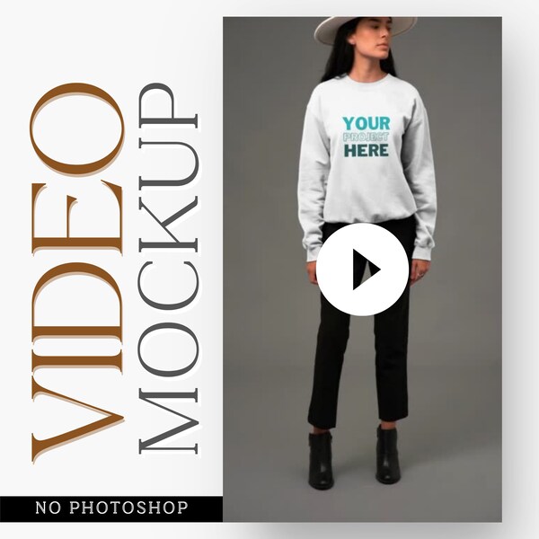 1) Sweatshirt Video Mockup, Beautiful Woman Wearing a Crewneck Sweatshirt, Custom Mockup Made to Order, Fashion Brand Reel TitTok YouTube