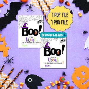 12 Printable Classmate Halloween Gift Tags, Treat Bag Gift for Class