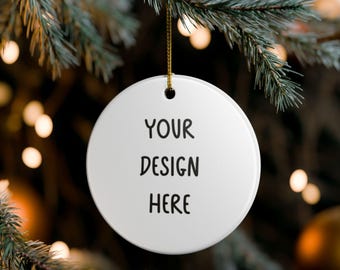 Adorno de cerámica personalizado / Decoración navideña redonda personalizada