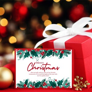 Christmas Restaurant Gift Card Templates: 4 Cuisine Designs (digital ...