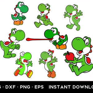 8x Yoshi Pack, Yoshi Bundle svg, Png, Dxf, Eps 6 Stück überlagert, Sofort Download