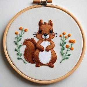 Squirrel embroidery pattern | PDF downloadable file | Hand Embroidered Digital Design