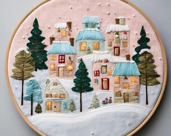 Christmas Village Embroidery Pattern | PDF Downloadable File | Hand ...