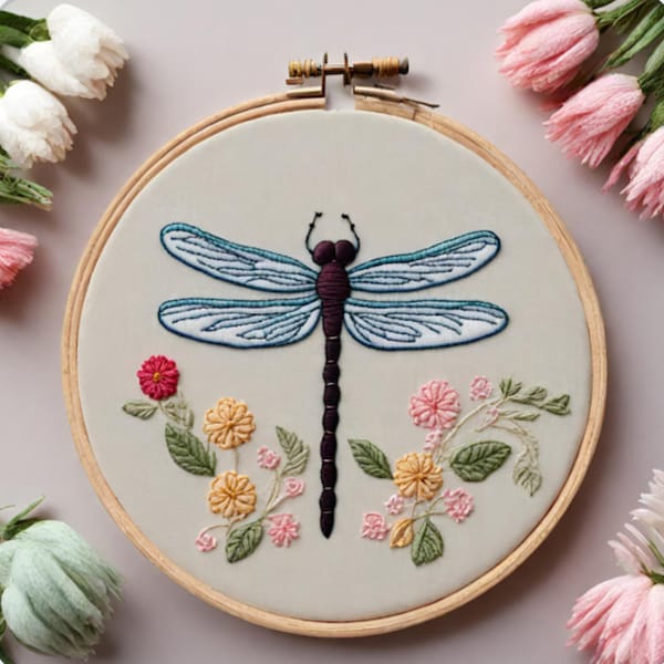 Dragon Fly Embroidery pattern PDF downloadable file