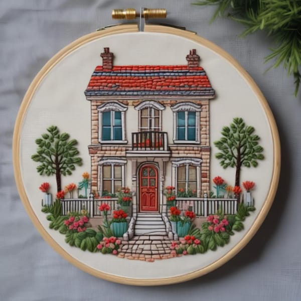 Bridgerton House Embroidery Pattern: Hand Embroidered Digital Design (Downloadable File)