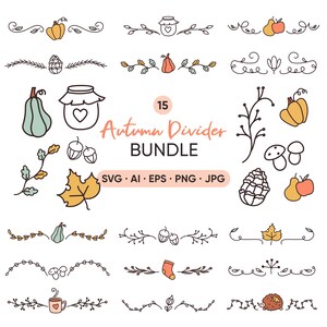 Autumn Dividers SVG Bundle, Leaves Border Divider, Fall Pumpkin Border ...