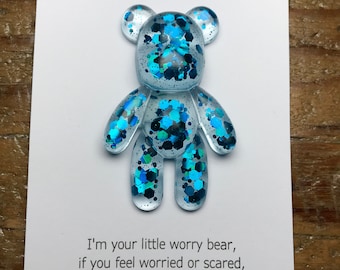 Resin Worry Bear, Pocket Bear, Anxiety, Gift for kids, Mental health , Keep safe, Pocket hug, , Scared, well-being, Stocking fillers.