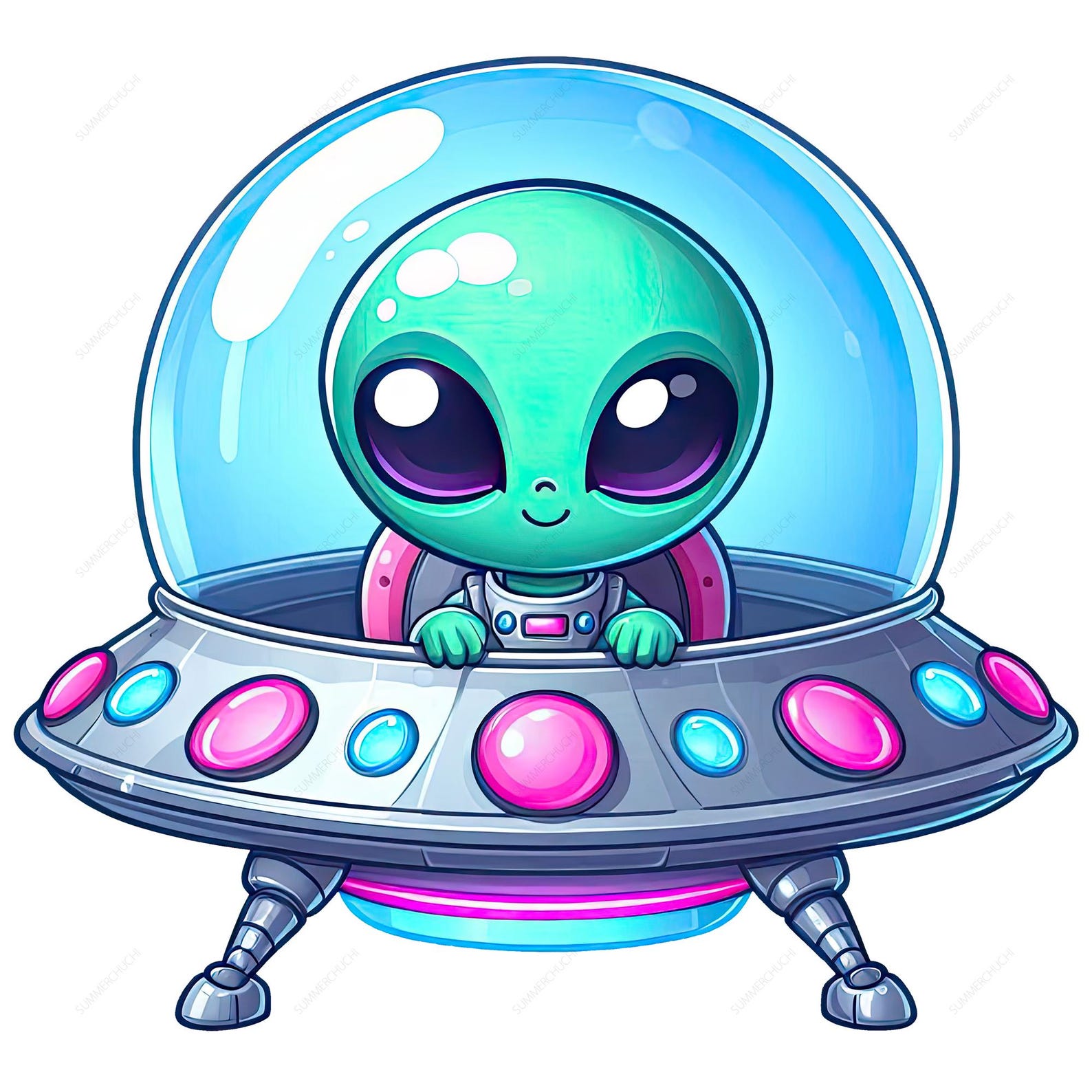 Cute Alien PNG, 4 Design, Alien in Spaceship, Digital Download - Etsy