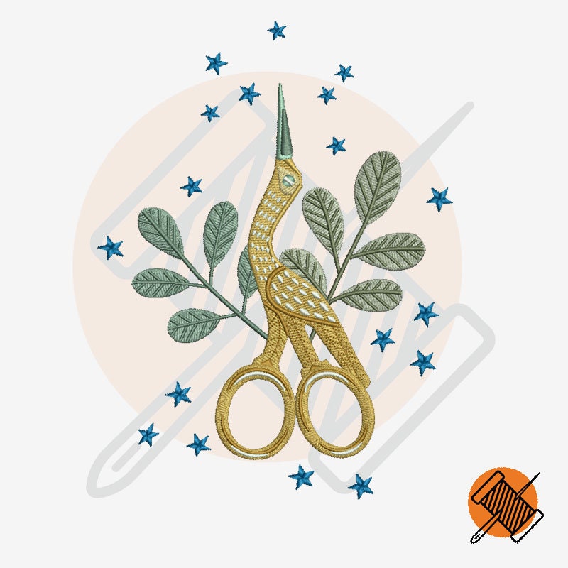 Scissor Bird Embroidery Design Etsy