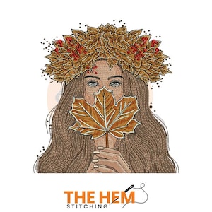 Autumn Girl Logo Embroidery Design