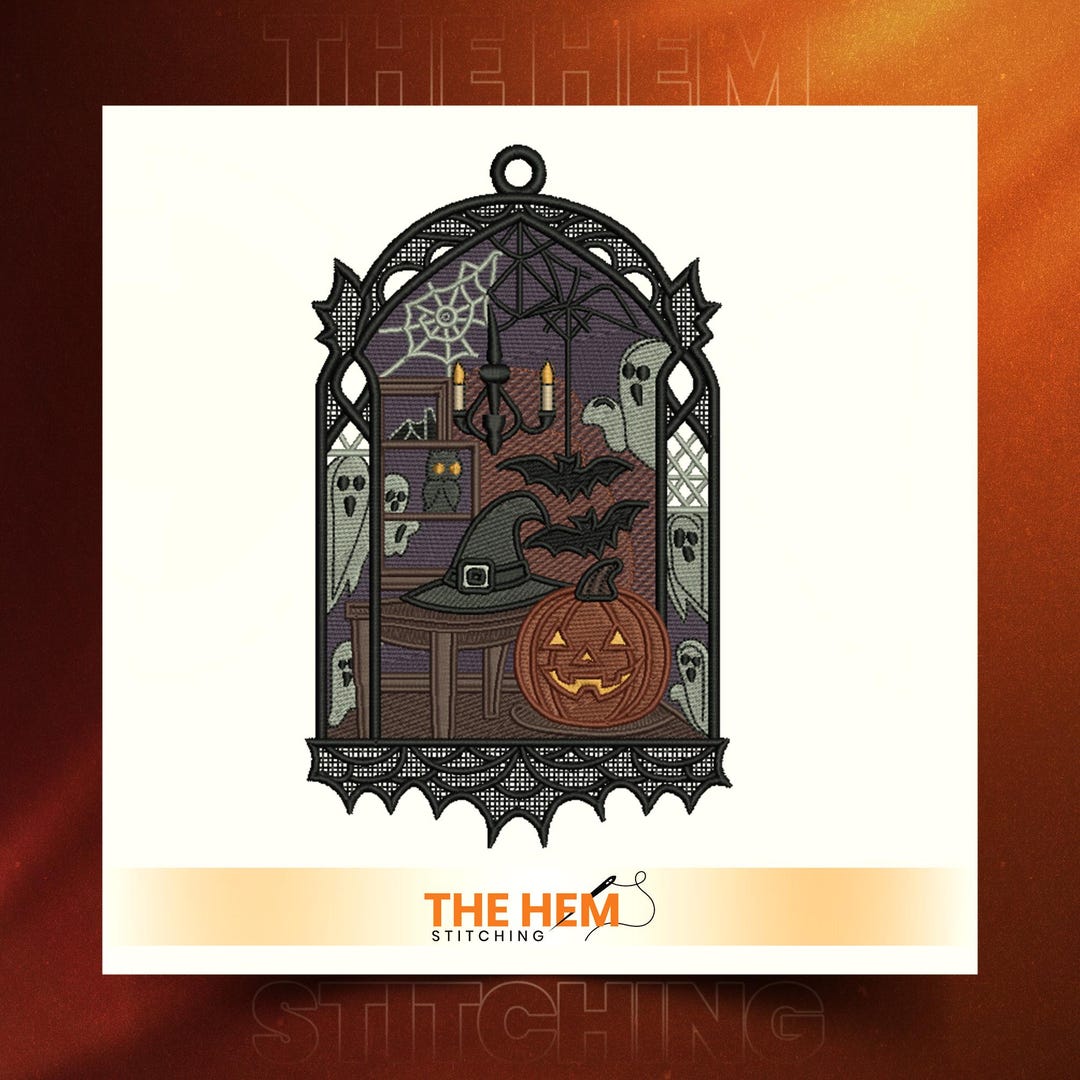Spooky Halloween Room Embroidery Design - Etsy