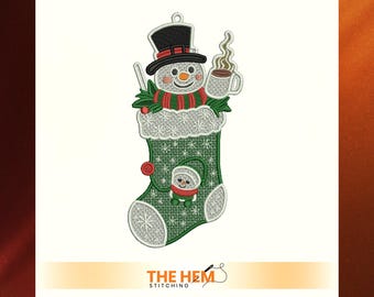 Kerstsok ornamenten borduurontwerp