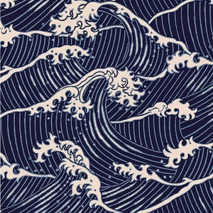 Alexander Henry Cotton Quilt Fabric The Great Wave-9008B  Indigo west  Collection Preorder