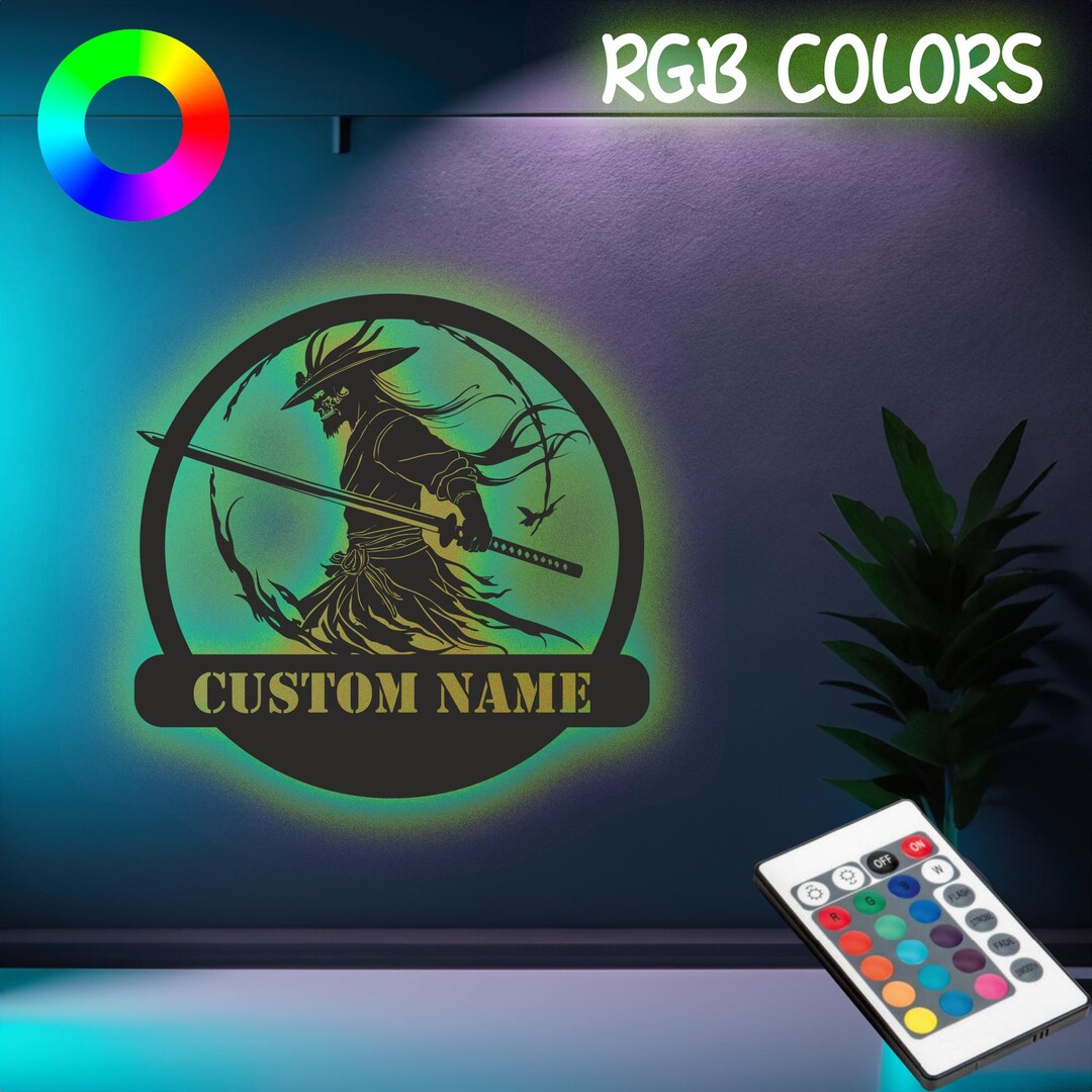 Led Design Samurai Samurai Katana Custom Art RGB LED Light Wall Decor, Home Design, Led ...
