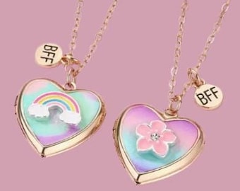 Heart-shaped Photo Locket Pendant Necklace With Rainbow/Flower Detail, Zinc Alloy Colorful Enamel Openable Necklace Set, Holiday Gifts