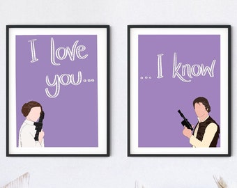 Han and Leia Star Wars Print Set: I Love You, I Know (A5/A4/A3)