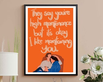 Friends TV Show Artwork - Friends Quotes - Monica and Chandler - Hand-Drawn Poster - A5/A4