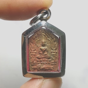 LP Tim Phra Khun Paen Plai Guman Pim Lek Neur Wan Saboolaud Red Herb Wat Lahanrai Amulet Thai Pendant Locket Rare Powerful Luck Rope Necklac