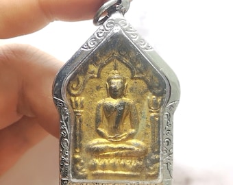 Phra Khun Paen LP Tim Wat Rahanrai Secred Powder Twin Takrut & Pieces of LP TIM Monk Robes Thai Amulet Antique Vintage,Necklace 24 inch Set