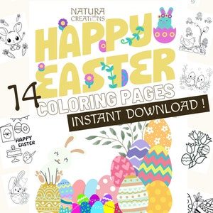 Happy Easter Coloring Pages ⪼ Instant PDF Download