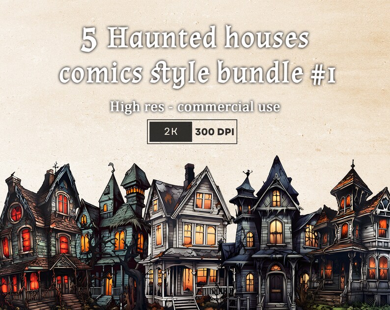 5 Haunted Houses Comics Style Bundle - Etsy