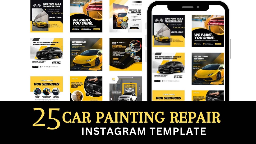 Car Painting Repair Service Social Media Template, Auto Detail Template