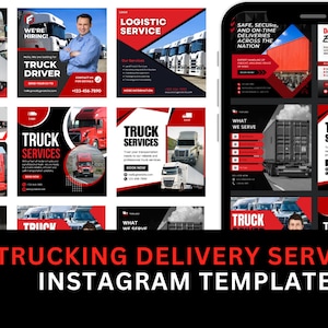 Trucking Service Template, Truck Delivery Template, Truck Service, Fleet Transport, Truck Post, Truck Instagram Posts, Social Media Template