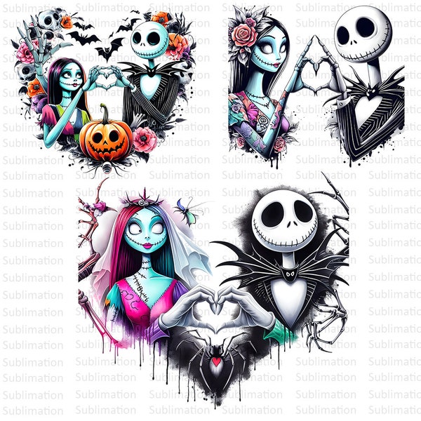 Nightmare Before Christmas Png, Jack and Sally Png, Skull Png, Horror Png, Sublimation Png, Digital Download