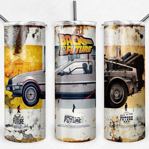 Back The Future Tumbler Png, 20 oz Skinny Tumbler Sublimation Design, Digital Download PNG, Delorean Tumbler PNG, 20oz Tumbler Design