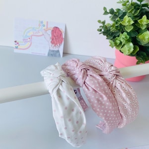Pink Knotted Headband: Floral, Polka Dot - HeartInBows