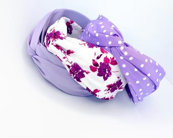 Purple Georgette Twisted Wide Headband - Handmade in Berlin