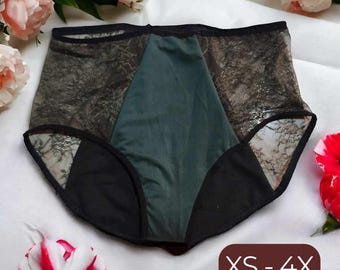 Culotte menstruelle sous-vêtement incontinence taille haute dentelle lingerie absorption modérée panneau complet