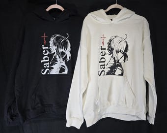 Bluza z kapturem Saber/Fate Stay Night unisex, swobodna bluza z kapturem z grafiką dla fanów anime – miękka i wygodna – świetny pomysł na prezent